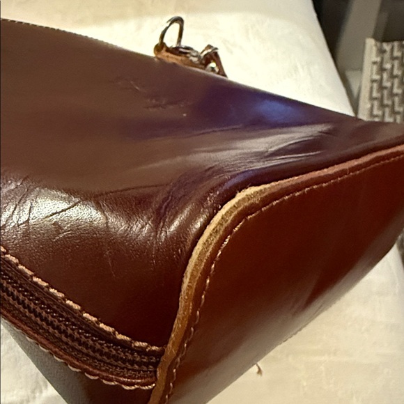 Vera Pelle Giorgio Costa Brown Leather Crossbody Bag - Picture 12 of 14